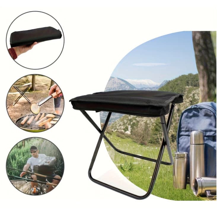 Banqueta Banquinho Dobrável Portátil Alumínio Camping C/ Bolsa Ziper Até 120kg