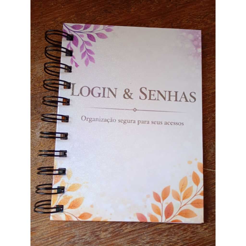 Caderno Login e Senhas | Capa dura |A6 | Quatro Estações