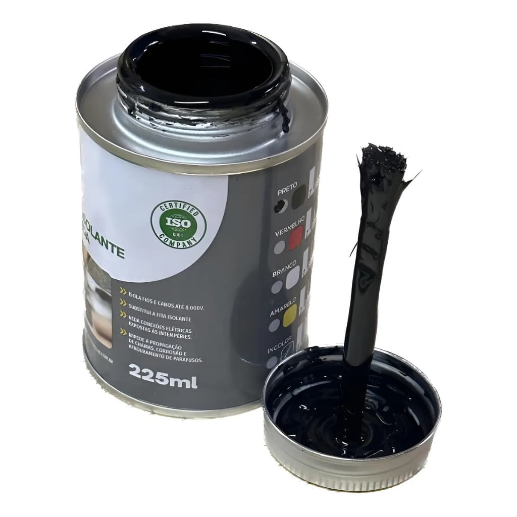 Fita Isolante Líquida Cor Preta 225ml Biolub C/ Aplicador - Preto