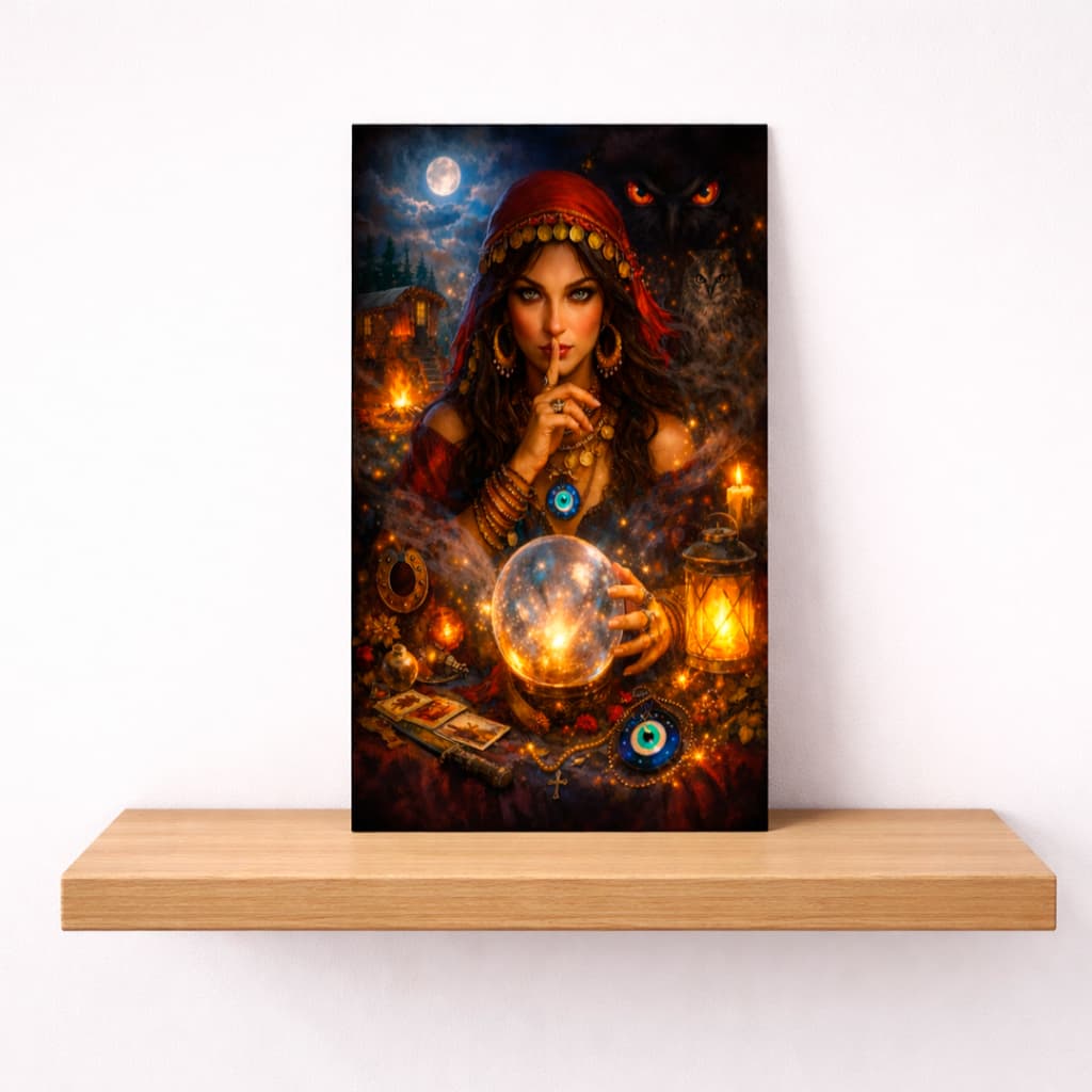 QUADRO DECORATIVO PLACA MDF-POMBA GIRA CIGANA CIGANA NO SILÊNCIO