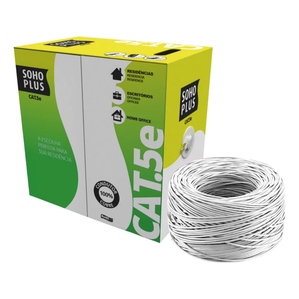 Cabo LAN CAT5e Furukawa Sohoplus Branco 305m UTP 24AWG 100% Cobre CMX Anatel FASTBOX Profissional