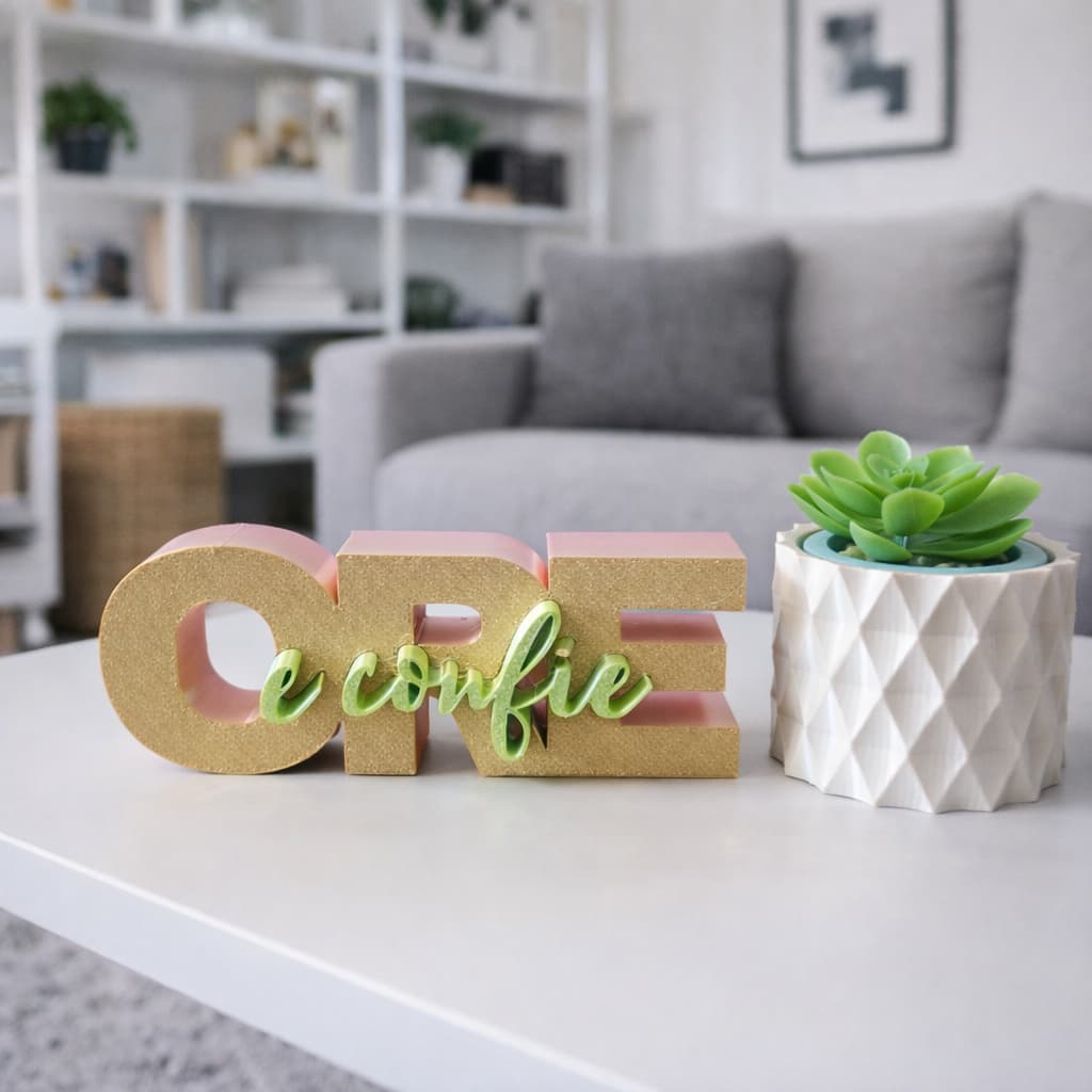 Ore e Confie 3D Decoração Cristã Moderna Luxo Enfeite Mesa Quarto Sala Escritório Presente Evangélico Premium