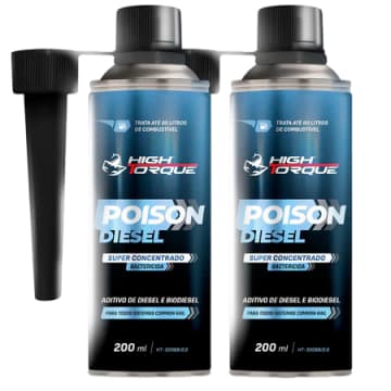 Kit 2 Aditivo Poison HighTorque Diesel ou Biodiesel, Bactericida Combustível, 200ml para 400 Litros