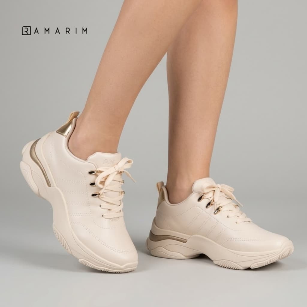Tênis Feminino Ramarim Branco Plataforma Bipartido 25-74202 Casual Street Confortável Estiloso