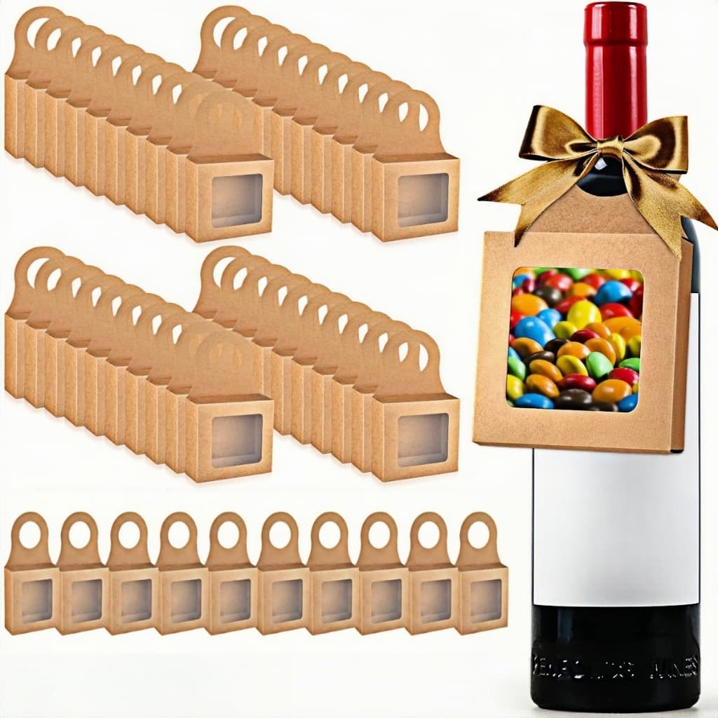 Caixa de papel kraft com 50 pacotes, com janela, papel dobrável, decoração, presente, suprimentos de decoração de festa