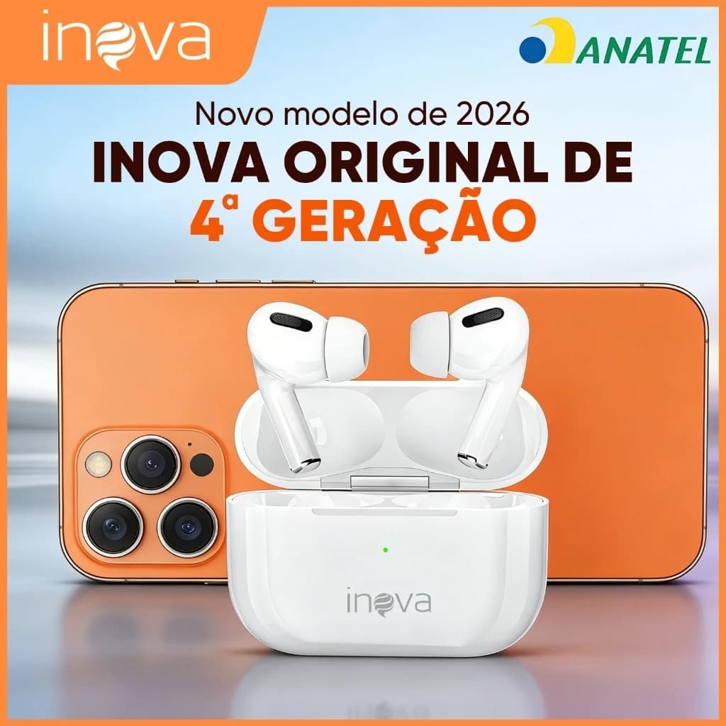 INOVA FON30167 TWS Fone Bluetooth 5.3 Estéreo HIFI Cancelamento Ruído IPX5 Carregamento Rápido 2026