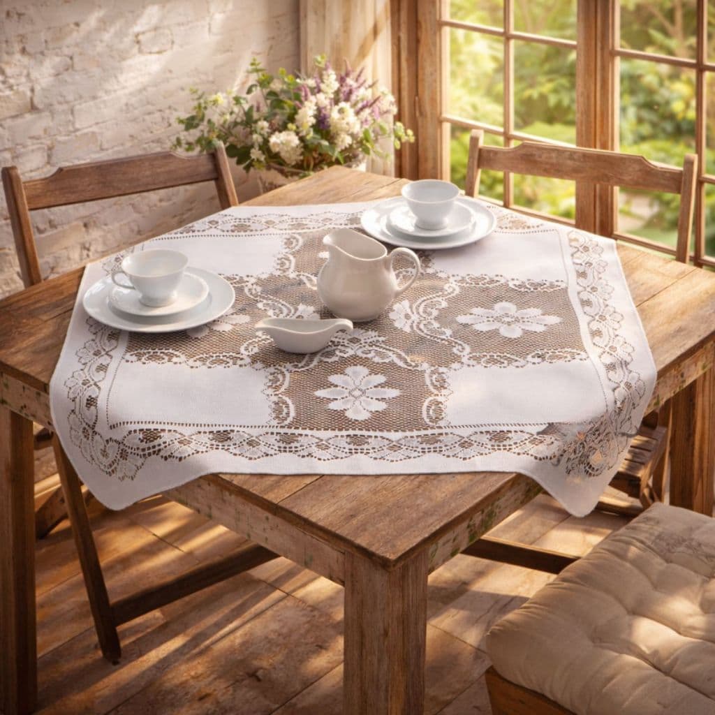 Linda Toalha de chá Renda Liso Moderna e Rustica. 100% Poliester 0,78cm x 0,78cm. Envio imediato