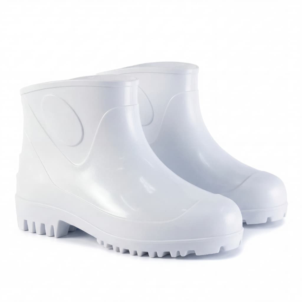 Bota Galocha PVC Impermeável Antiderrapante Cano Curto com CA EPI Limpeza Faxina Motoboy Chuva Unissex Branco