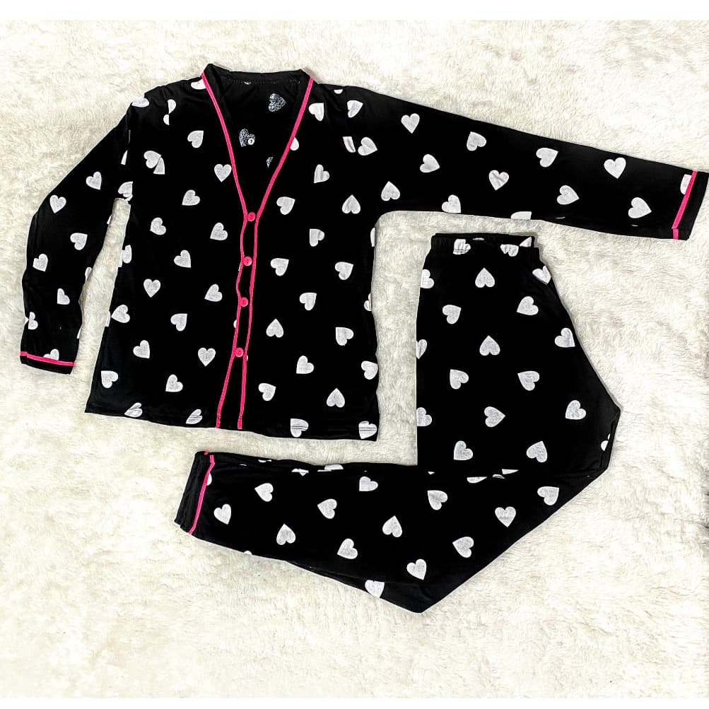 Pijama Americano Feminino Inverno Com Botões Roupa de Dormir Confortável Amamentação Malha Conforto