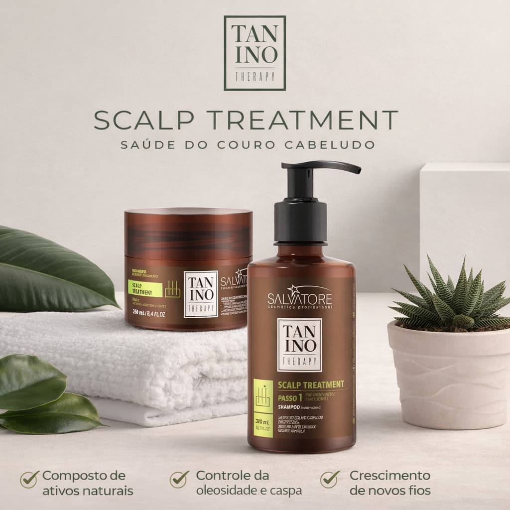 Kit Crescimento Capilar Salvatore Tanino Therapy Scalp Shampoo Máscara Condicionador Antiqueda