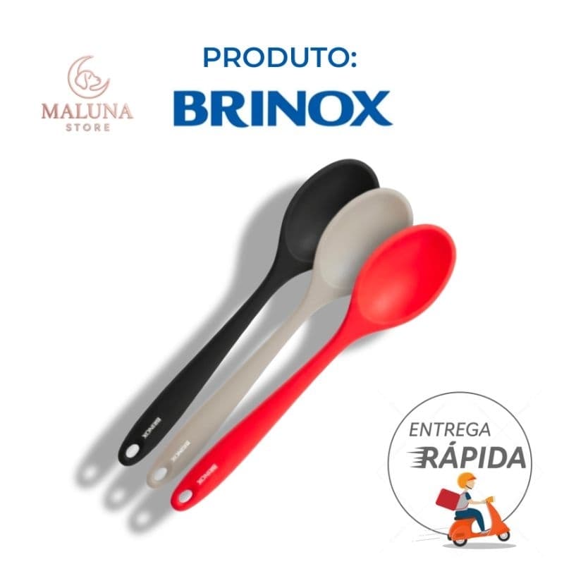 Colher de Silicone Brinox Ultra 28cm - Antiaderente, Não Risca, Resistente