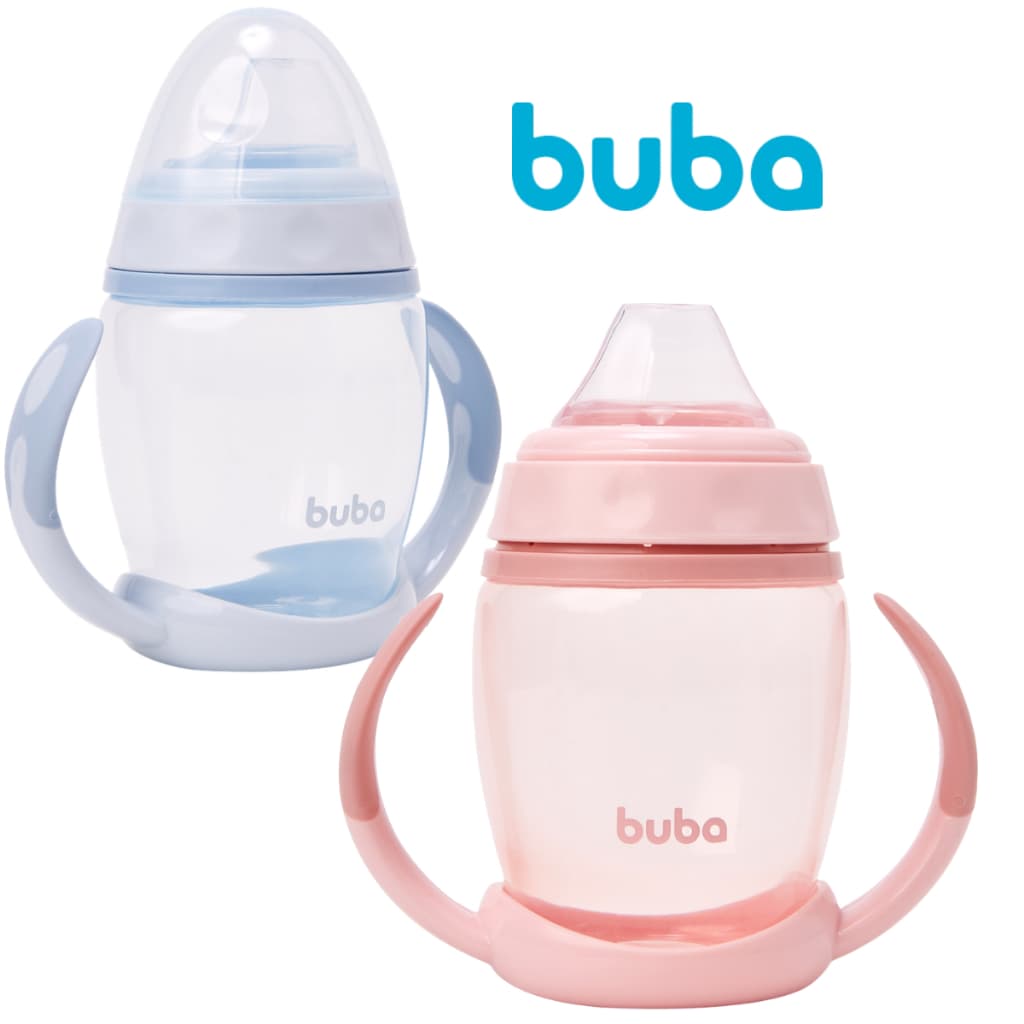 Copo Bebê Buba Antivazamento Alça Removível Bico Silicone Macio Com Tampa 250ml