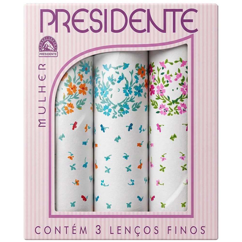 Kit 3 Lenços Bolso Feminino Presidente 30x30 Sortidos 830
