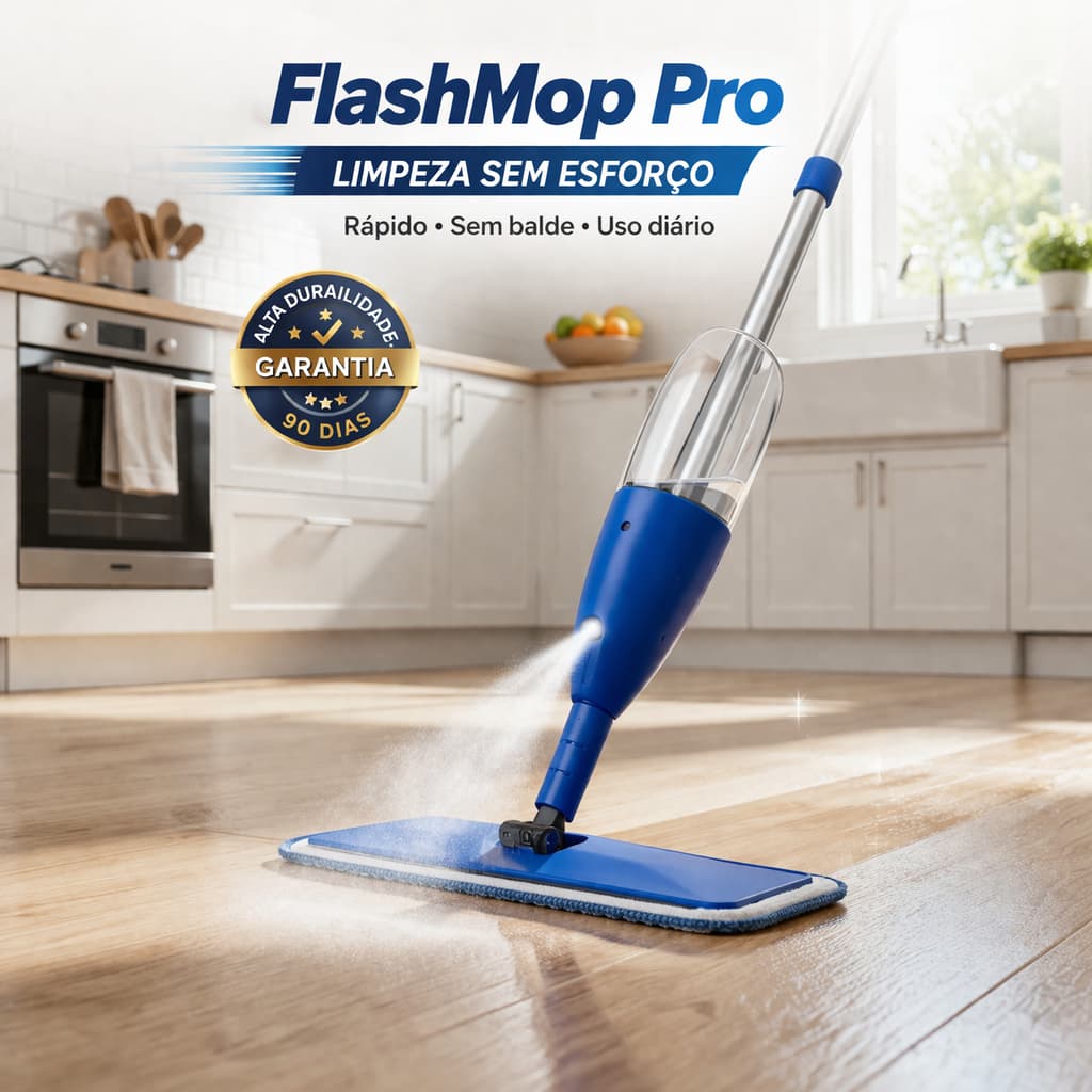 Mop Spray com Reservatório Limpeza Rápida Sem Balde Prático FlashMop Pro
