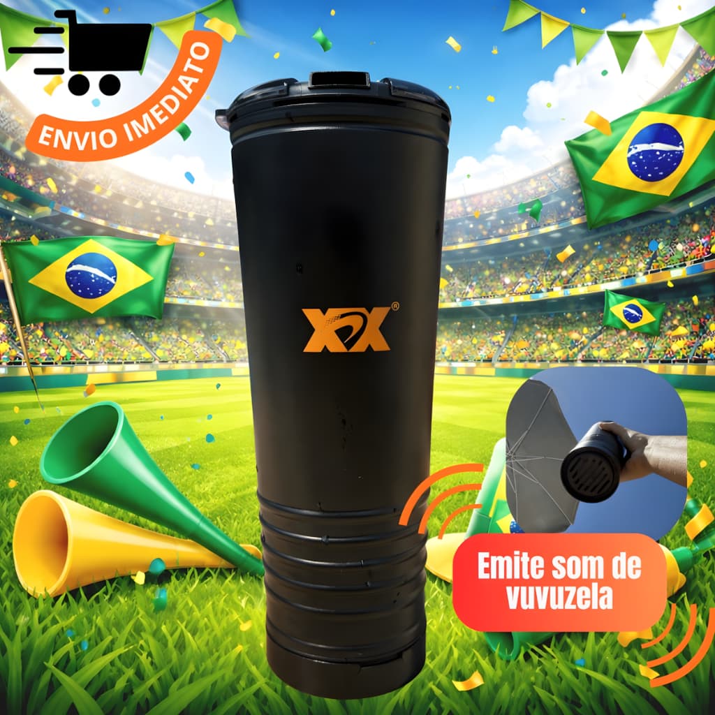 Copo Térmico Com Som Vuvuzela Corneta Divertido Torcida 750ml Copa Do Mundo Brasil XDX
