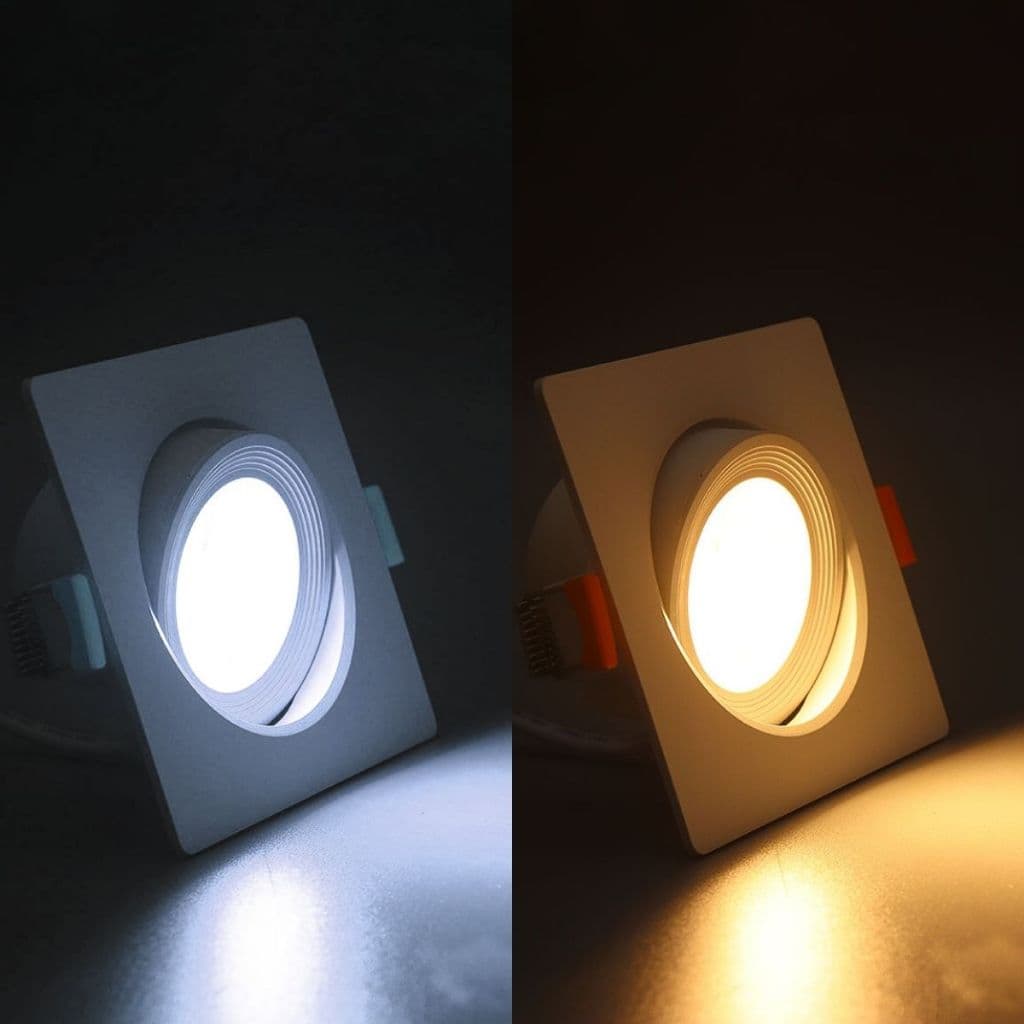 Spot Luminaria Plafon 7w Quadrado Embutir Gesso Teto Branco Quente Fria 3000K/6500K