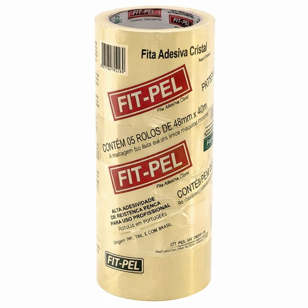 Fita Adesiva Grossa transparente Cristal para Embalagem 48mm x 45m com 5 fitas cada Rolos