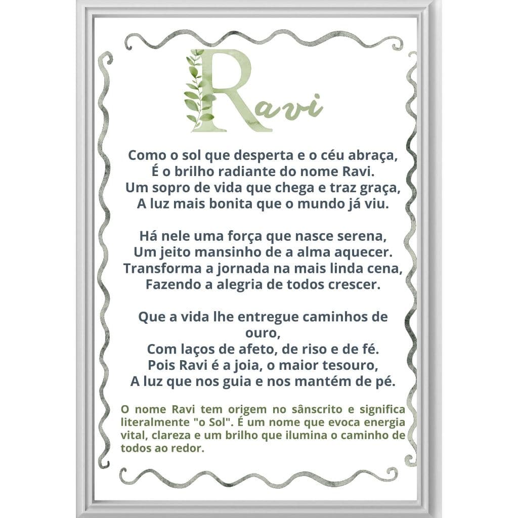 Quadro Significado do Nome Decorativo, Poema com Nome, presente batizado, mesversário, aniversário, nascimento