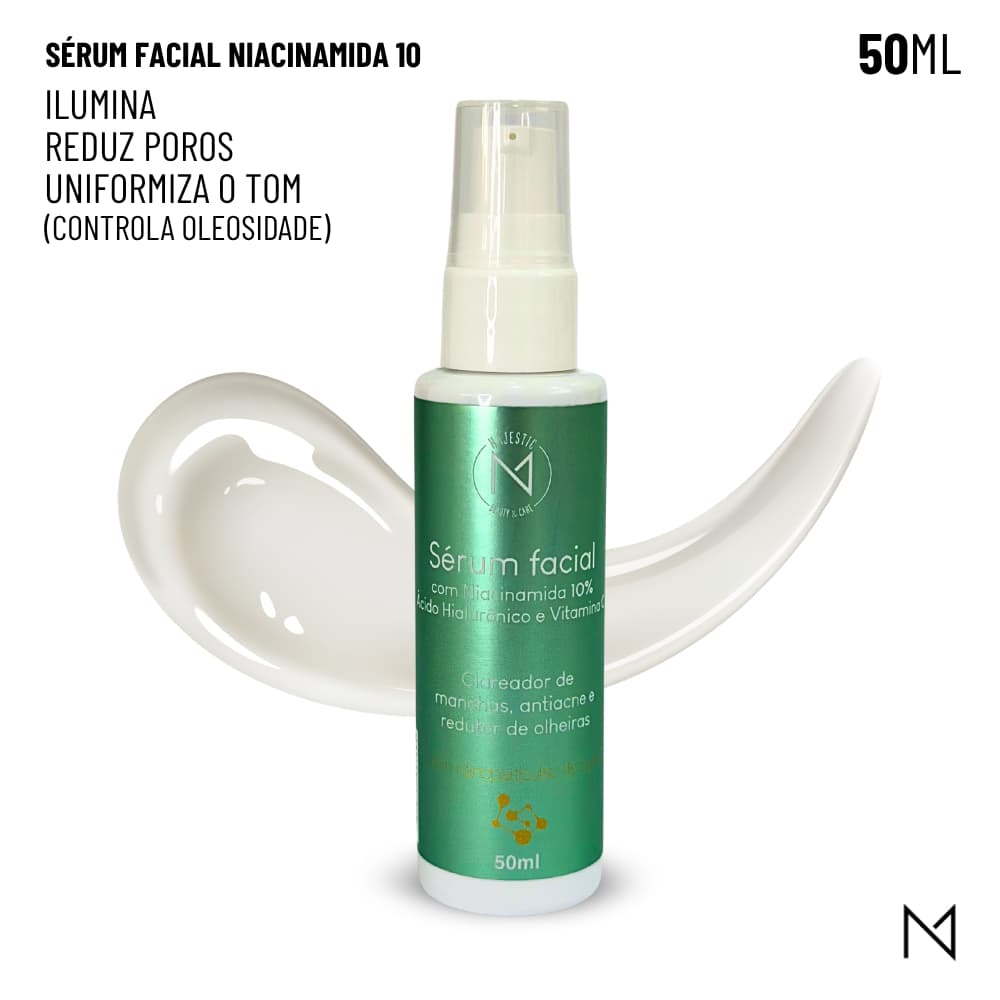 SÉRUM Niacinamida + Vitamina C + Ácido Hialurônico | Regula oleosidade, poros, textura. Skincare