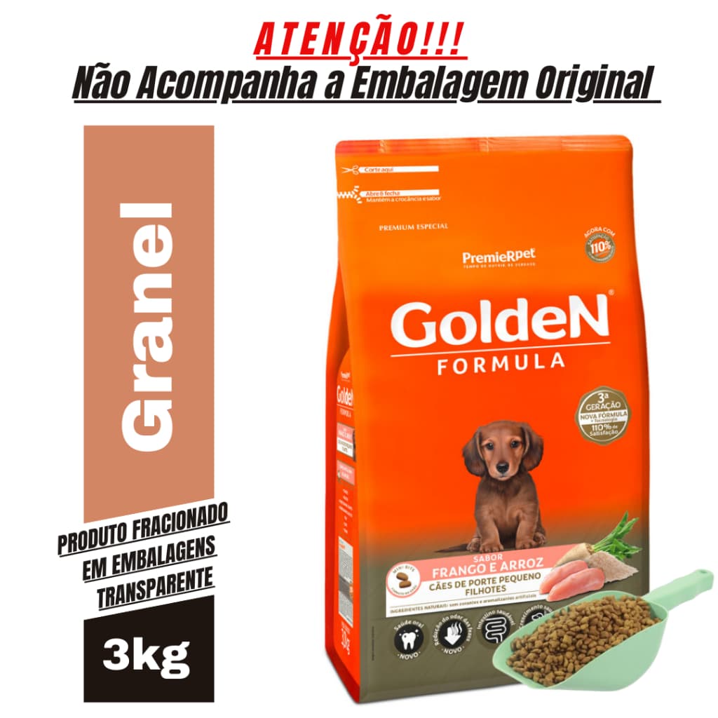 Ração Para Cachorro PremieR Pet Golden filhotes Raças Pequenas Sabor Frango e Arroz 3Kg