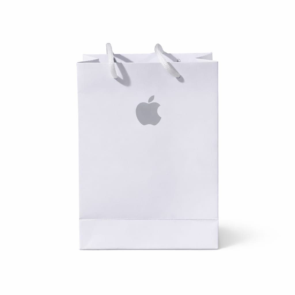 1 Sacola de Papel / Bolsa Stilo Apple Branca - Para Lojas de Telefones Celulares - Acessórios - P 22x15x7