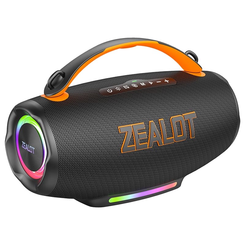 【Envio Imediato】Caixa de Som Bluetooth ZEALOT-S167 Boombox 100W | Luz Bat Eye, IPX6, 24000mAh, TWS, Alça, BT5.4