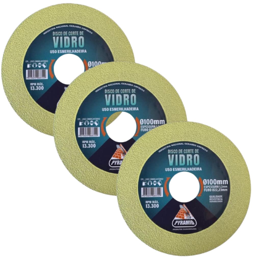 Kit 3 Discos De Corte Diamantado Vidro Espelho Porcelanato