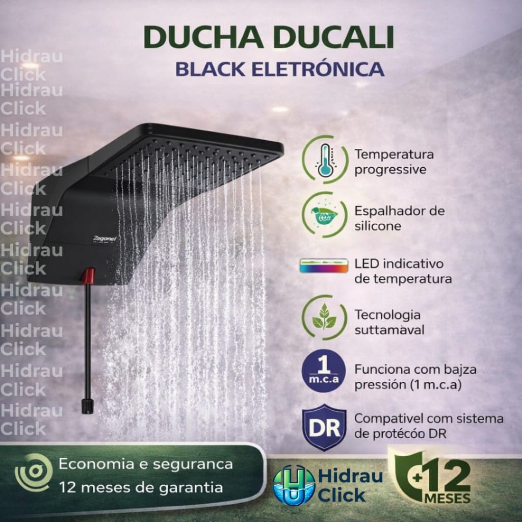 CHUVEIRO ELETRICO DUCHA DUCALI ELETRONICA BLACK