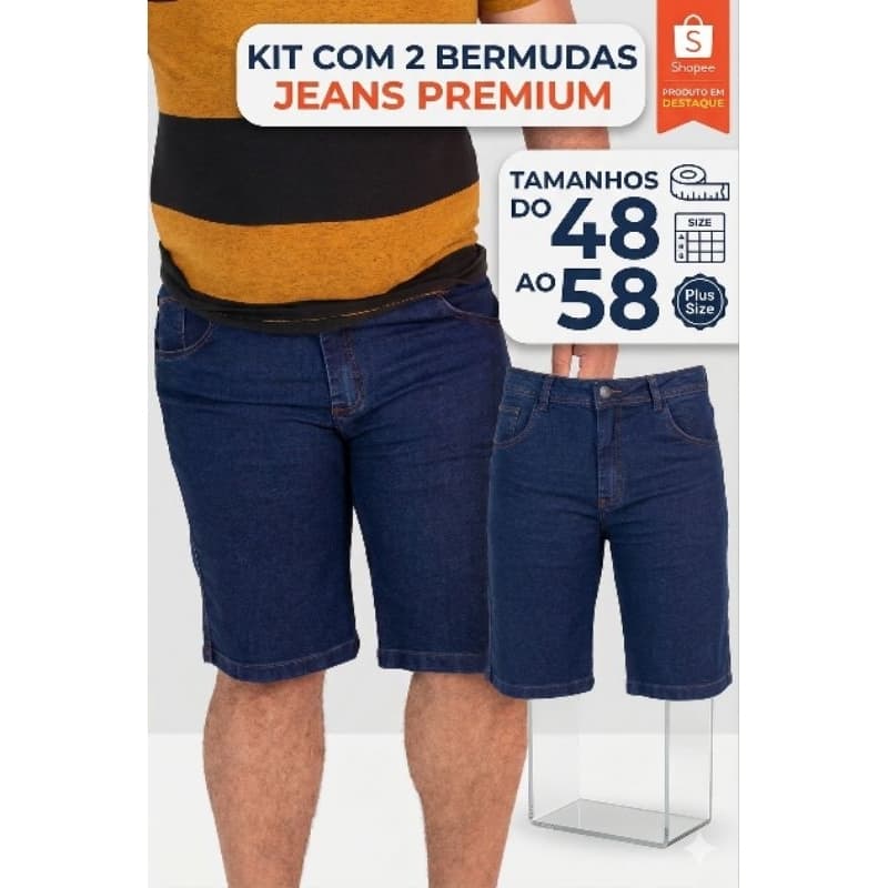 Bermuda Masculina Plus Jeans Azul - Conforto e Estilo com Lycra