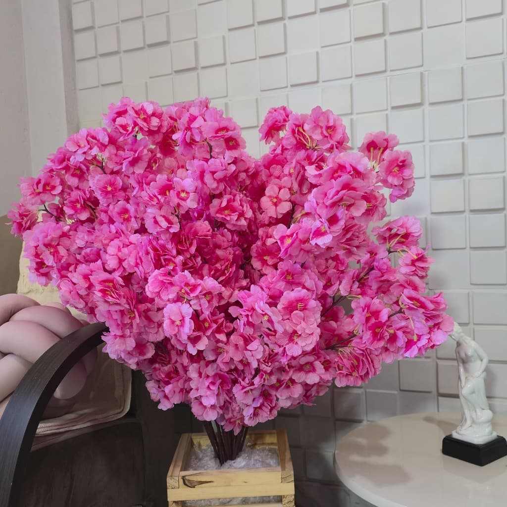 Kit Galho Cerejeira Haste Artificial 10 ou 25 Flor Japonesa Rosa Branco Pink Roxo Azul