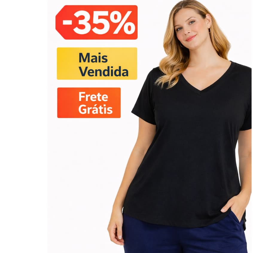 Blusa feminina viscolycra premium gola V básica confortável não marca caimento perfeito