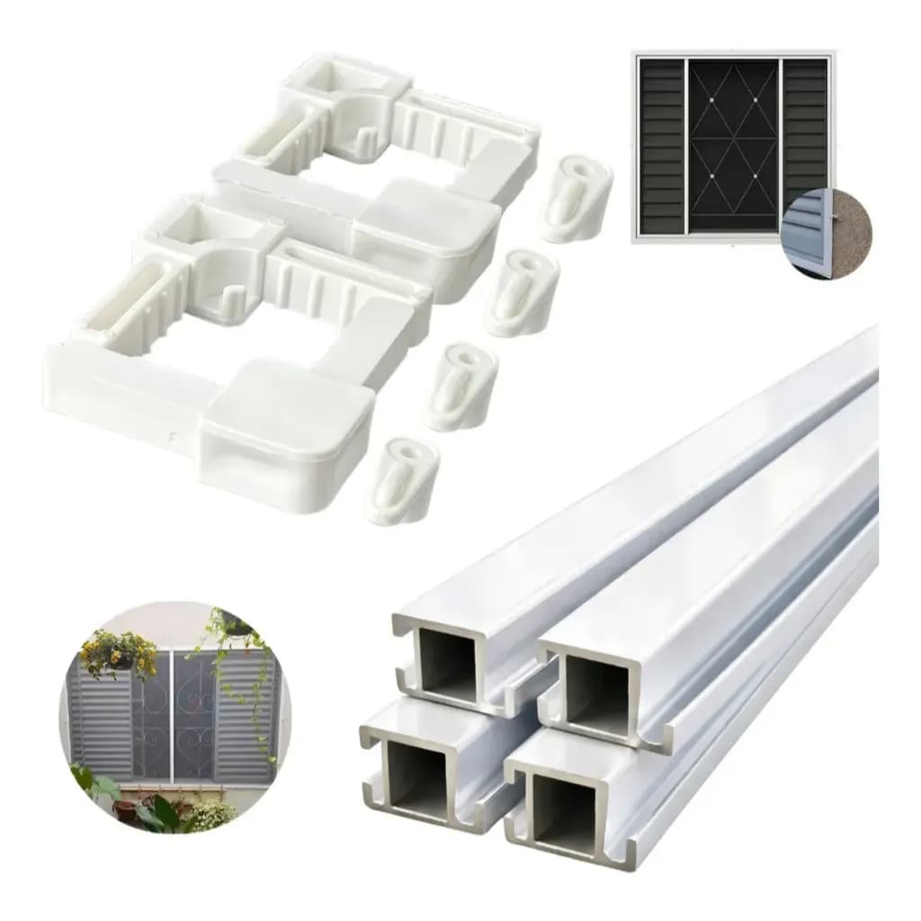 Kit 4 Perfis de Tela Mosquiteiro Aluminio Branco Avulso 60x60cm + Acessórios A058 Anti Insetos