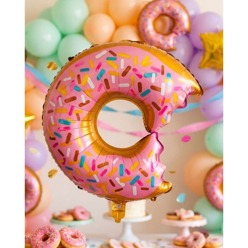 Balão Metalizado de Donuts Rosquinha - Kit de Balões Metalizados de Donuts 25 cm - Envio Imediato