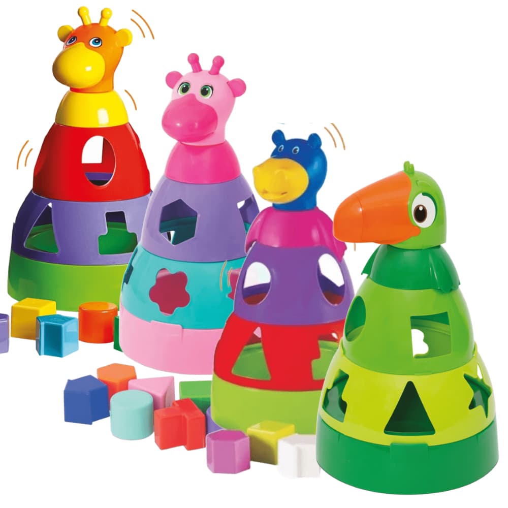 BRINQUEDO DIDÁTICO EDUCATIVO DE MONTAR GIRAFA TUCANO HIPOPOTAMO MERCOTOYS EMPILHAR ENCAIXAR BLOCOS