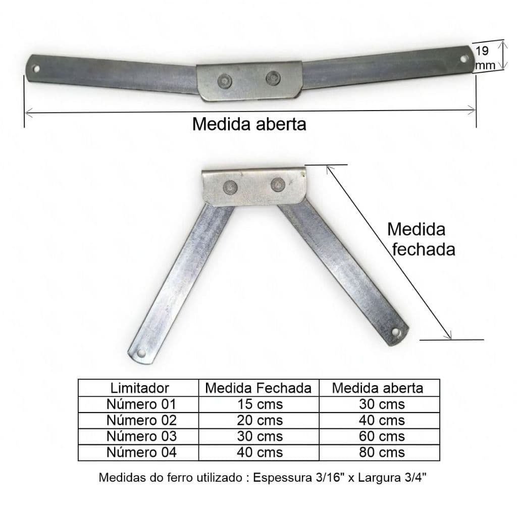 Limitador de Abertura Antibeliscão Compasso para Escadas - Ferro Galvanizado