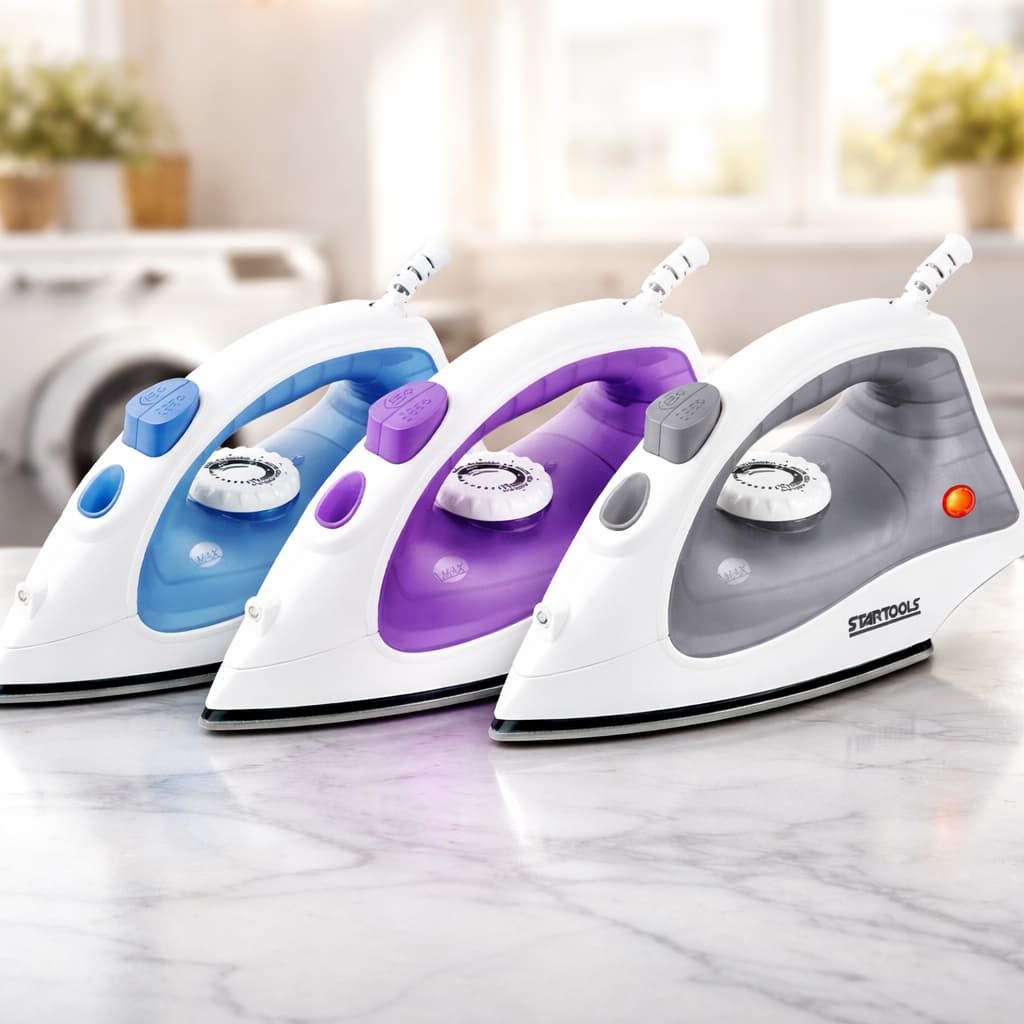 Ferro de Passar Roupa à Vapor Antiaderente Com Reservatório Passar Roupa Amassada Roxo Azul e Cinza