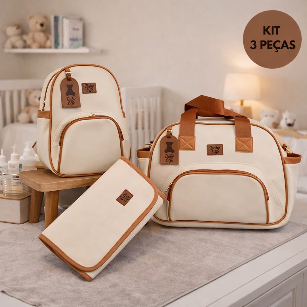 Kit Bolsa Maternidade 3 Peças Mochila Bolsa Grande Trocador Bolsa Bebê Impermeável Grande Capacidade