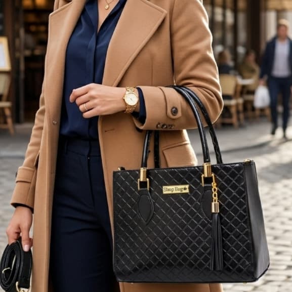Bolsa Feminina Matelassê Alça de Mão e Transversal Luxo Shop Bag Grande