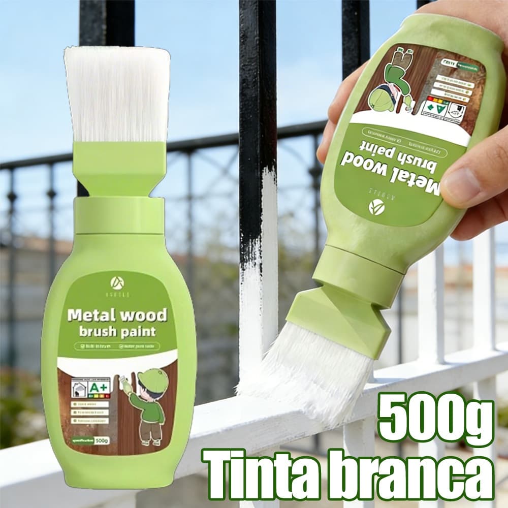 500g de tinta à base de água branca para renovação de corrimãos de ferro forjado e móveis de madeira