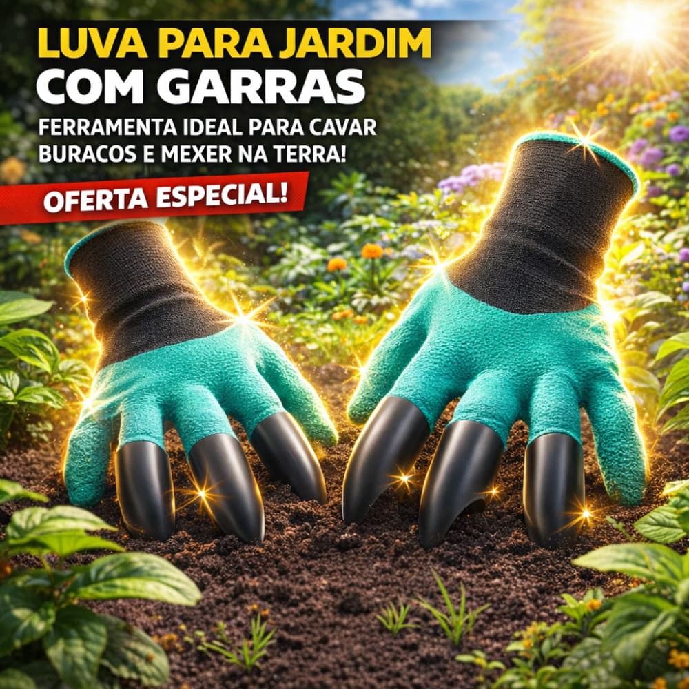 Par de Luva Para Jardim Com Garras Ferramenta