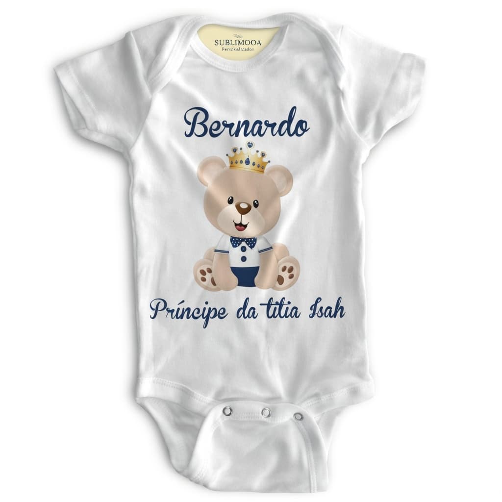 🤴 Body Bebê Personalizado - Príncipe da Titia - Poliéster + Elastano - Estica! 👶✨