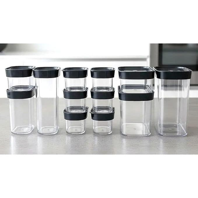 Kit 12 Potes Herméticos de Acrílico para Mantimentos e Condimentos