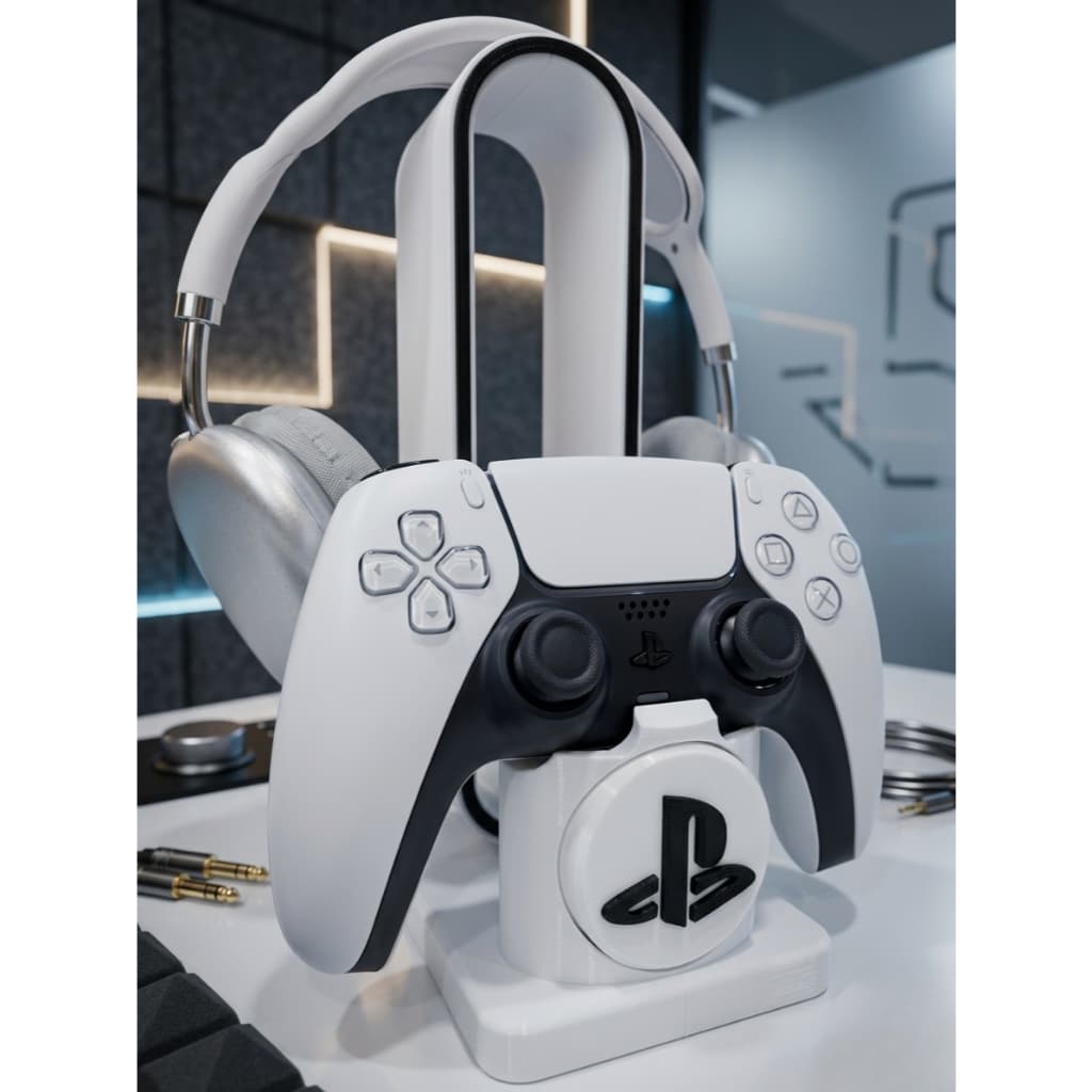 Suporte Premium 2 em 1 para Headset e Controle PS5/PS4 - Impressão 3D PETG de Alta Resistência