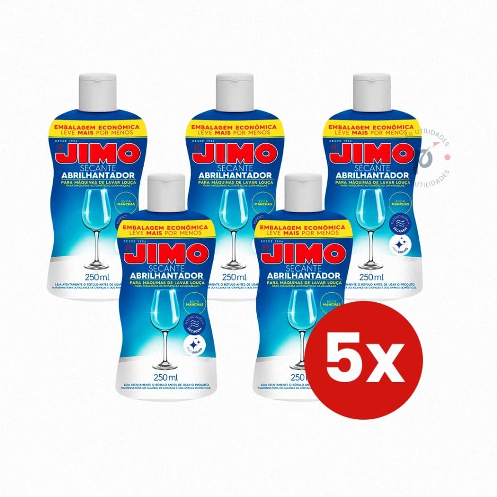 Kit Secante Abrilhantador Jimo 250ml para Máquina de Lavar Louça Secagem Rápida Brilhando e Sem Manchas