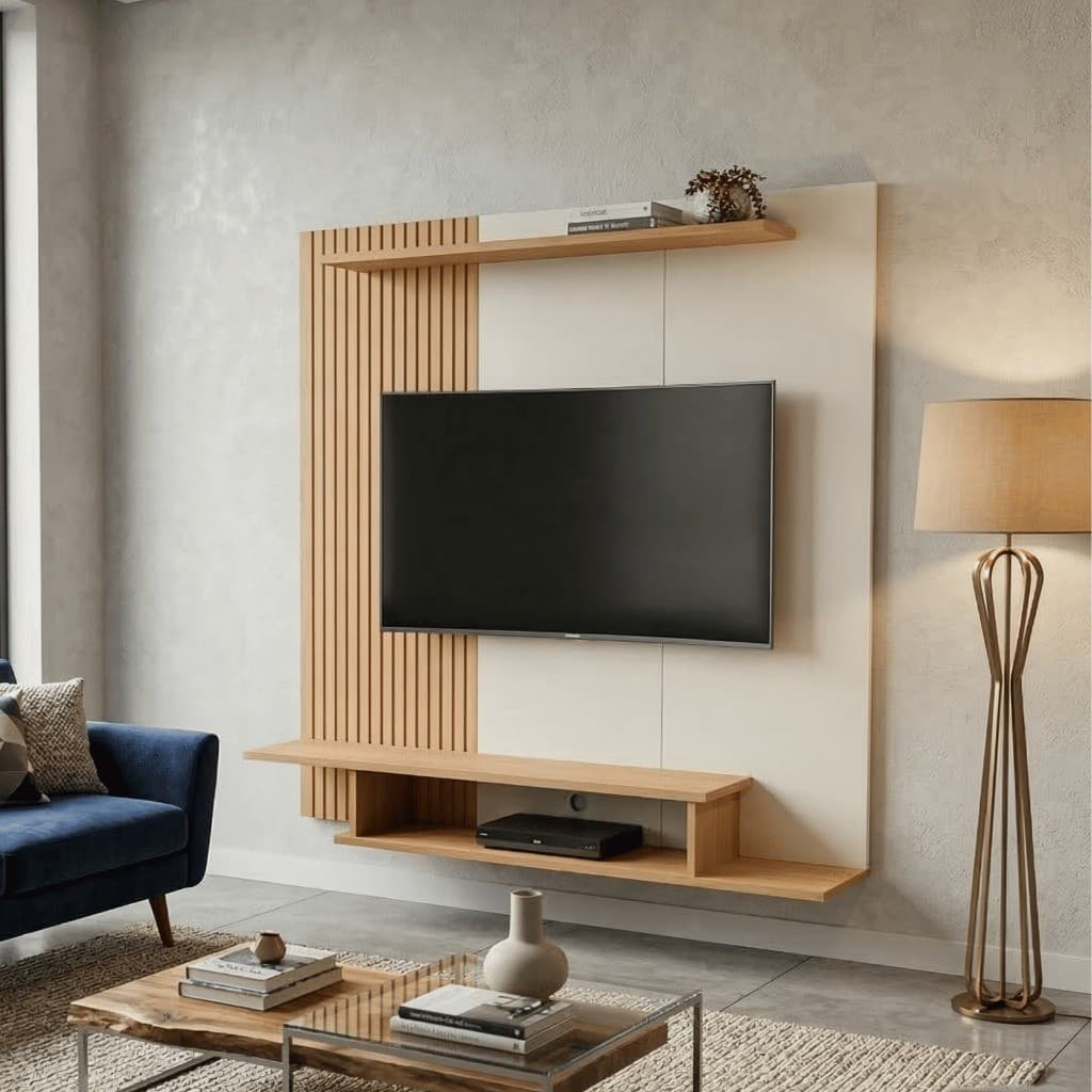 Painel TV Mônaco para Tv 43 Suspenso Estante Prateleira Nicho Sala de Estar e Quarto