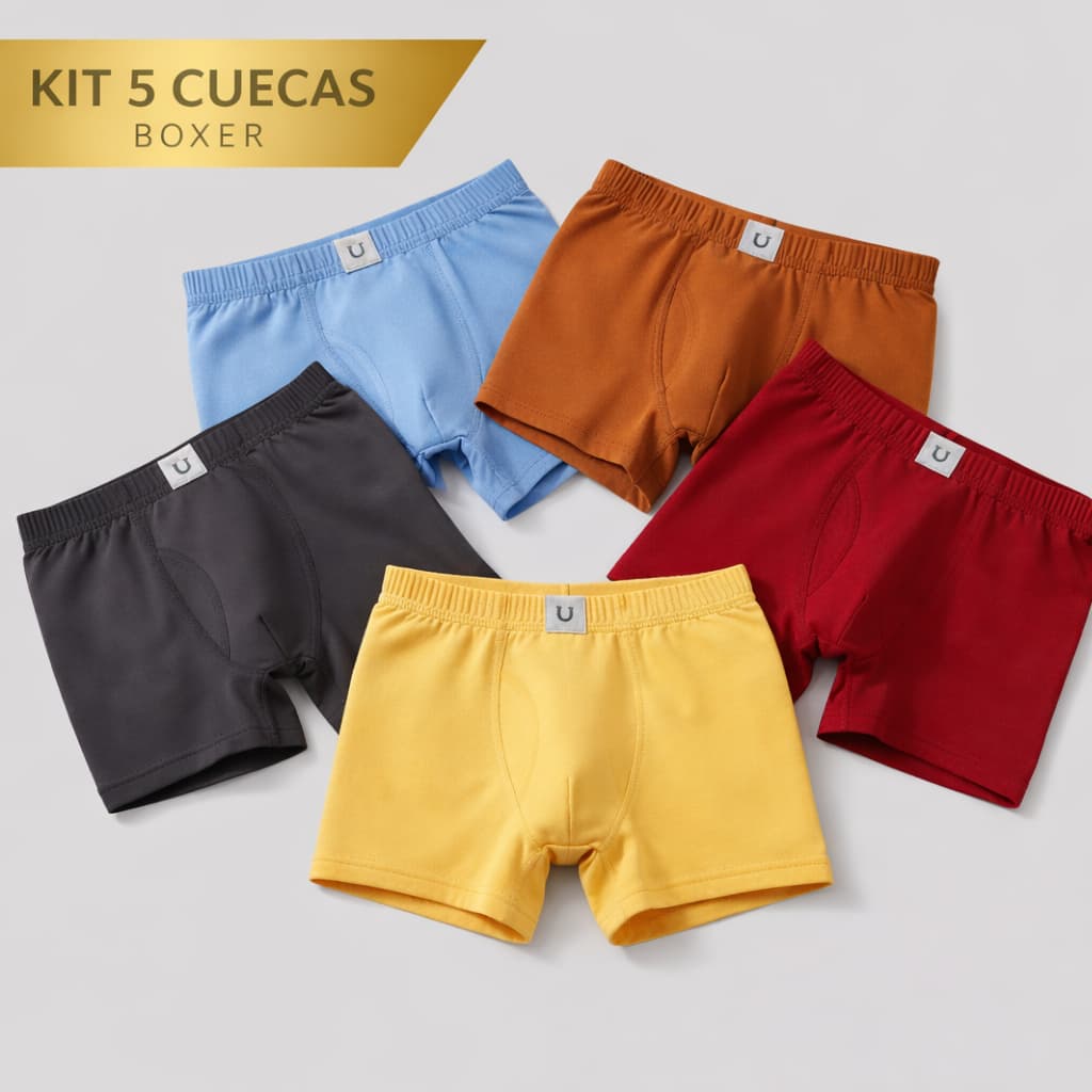 Kit 5 Cuecas Boxer Microfibra Infantil Leve e Confortável Cuecas Box Respirável 4 a 12 Anos