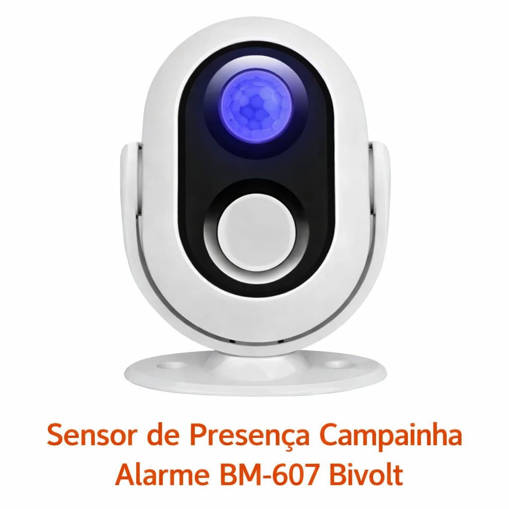 Sensor de Presença Campainha Alarme BM-607 Bivolt Detector de Movimento Segurança Casa Loja