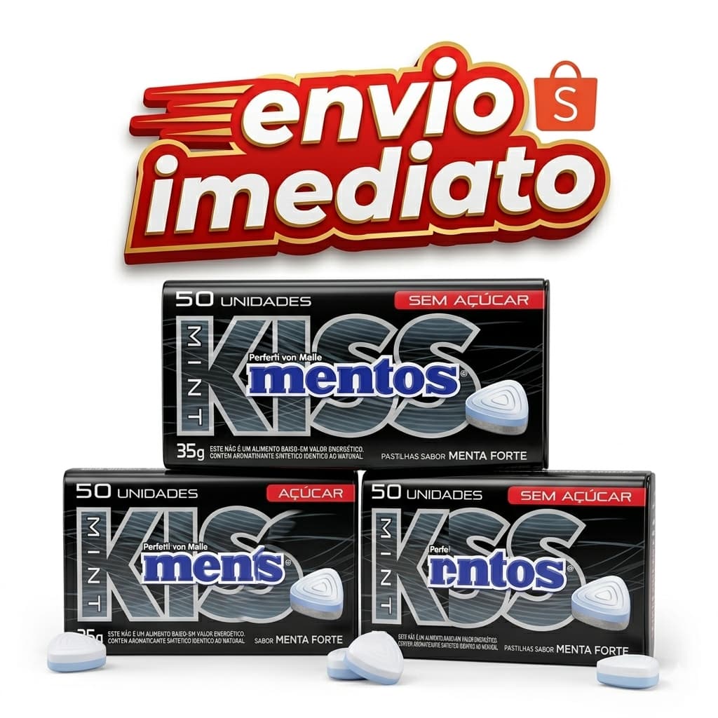 Kit 3 Mentos Kiss Lata Sabor Extra Forte - Pastilhas Sem Açúcar