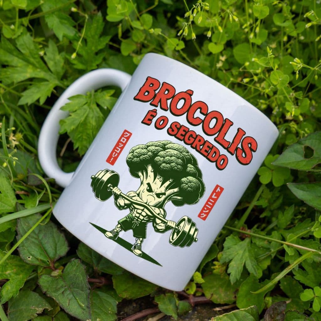 Caneca Porcelana Personalizada meme Maromba Brócolis É o Segredo Academia Fitness 325ml