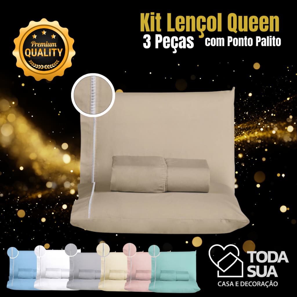 Jogo De Lençol Queen 100% Algodão 400 Fios 3 Pçs Com Elástico